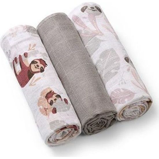 Mušelínové pleny, 3ks, Lenochod, šedé