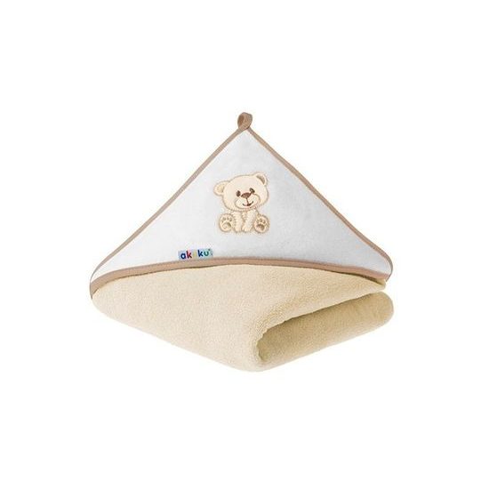 Dětská osuška 100x100 Akuku béžová s medvídkem, Béžová