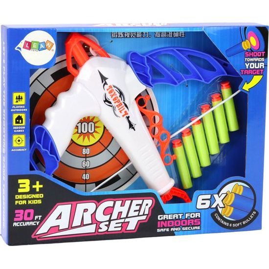 Luk s terčem pro měkké šípy s přísavkou, 6 kusů