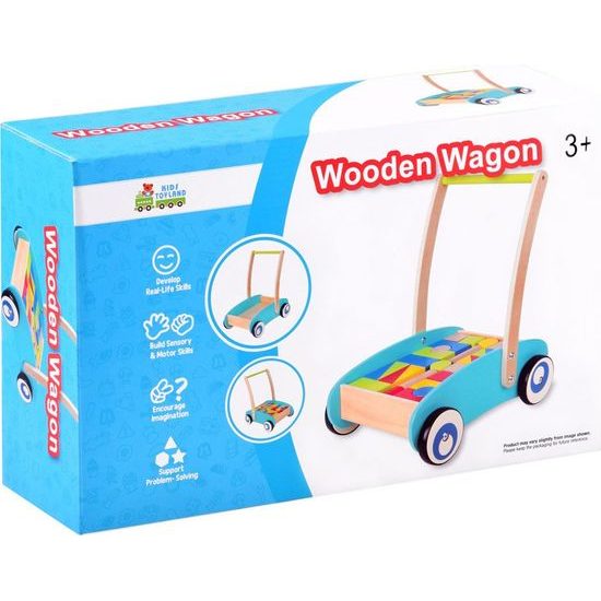 Dřevěné odstrkovadlo, chodítko, kočárek s kostkami