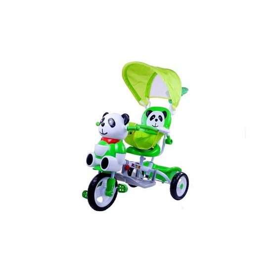 Dětská tříkolka s vodící tyčí Panda zelená