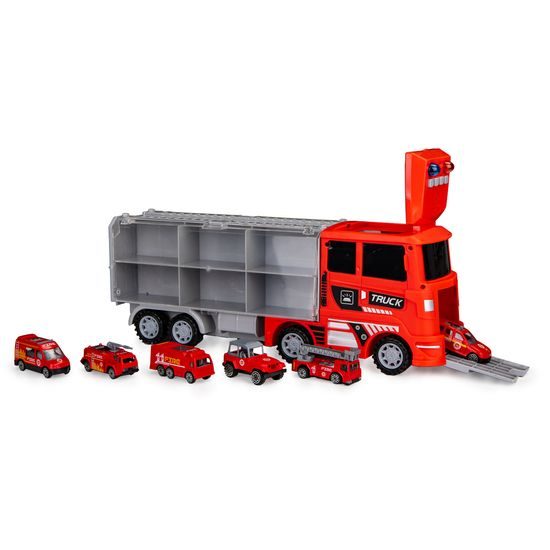 Ecotoys nákladní auto se 6 autíčky, světlem a zvuky Fire Brigade