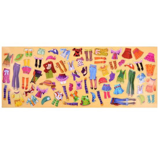 Dřevěná magnetická ukládačka se 4 modelkami Fashion Dress-Up