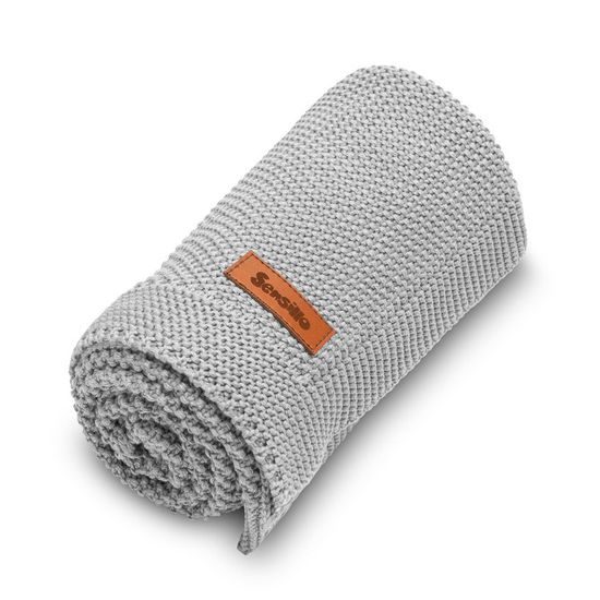 Sensillo dětská deka do kočárku pletená 100% bavlna šedá