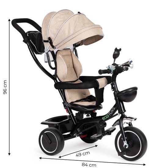 Ecotoys dětská tříkolka s otočným sedadlem Trike 2v1 béžová