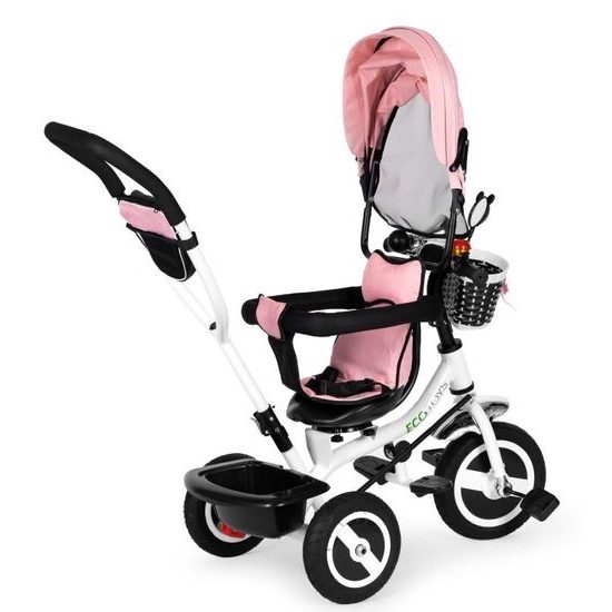 Ecotoys dětská tříkolka s otočným sedadlem růžová - gumová kola