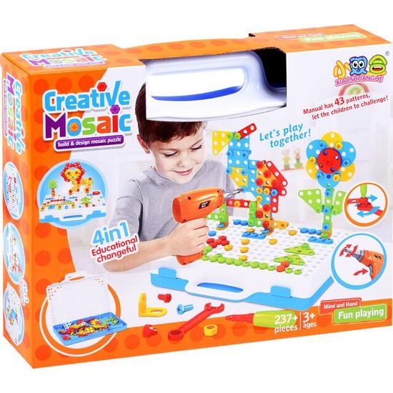 Kreativní konstrukční stavebnice s nářadím 237 ks