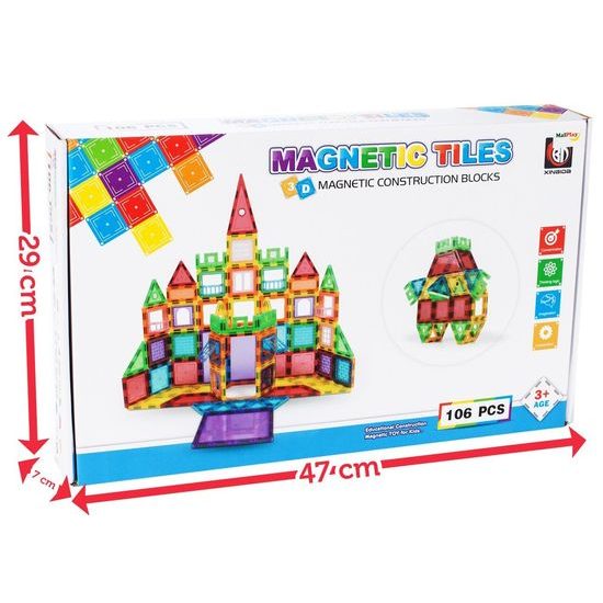 Magnetická stavebnice Magnetic Tiles 70 dílů