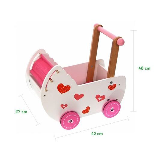 Ecotoys dětské dřevěné chodítko kočárek