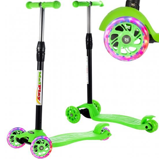 Dětská koloběžka Glow Scooter se svítícími koly zelená
