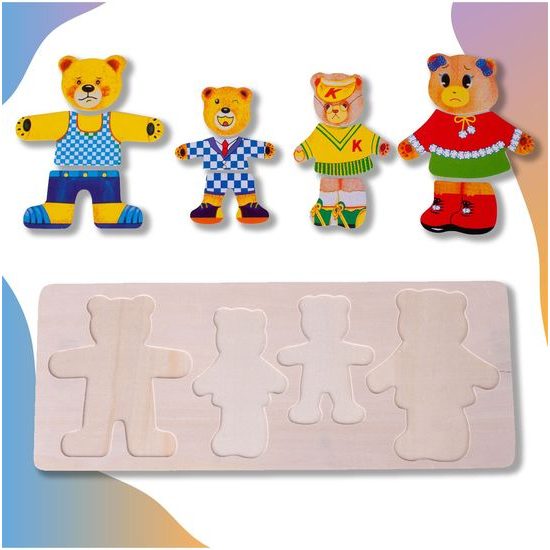 Dřevěná ukládačka s medvídky Bear Dresses