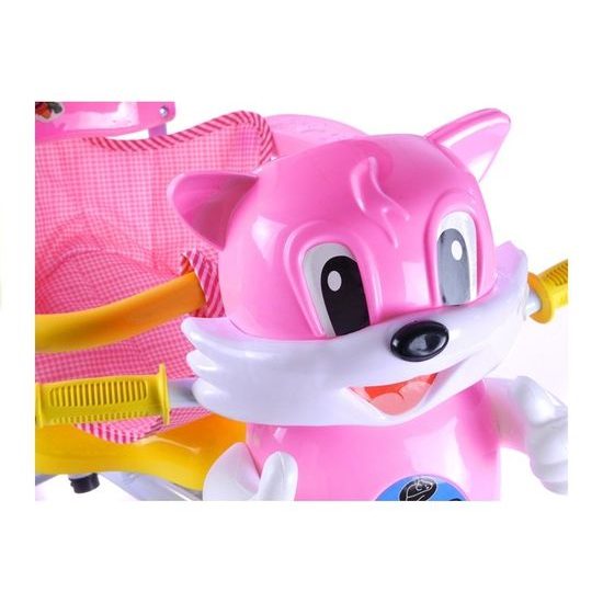 Dětská tříkolka s vodící tyčí Kočička růžová