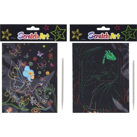 Škrabací obrázek duhový 4 listy - mix 4 druhy