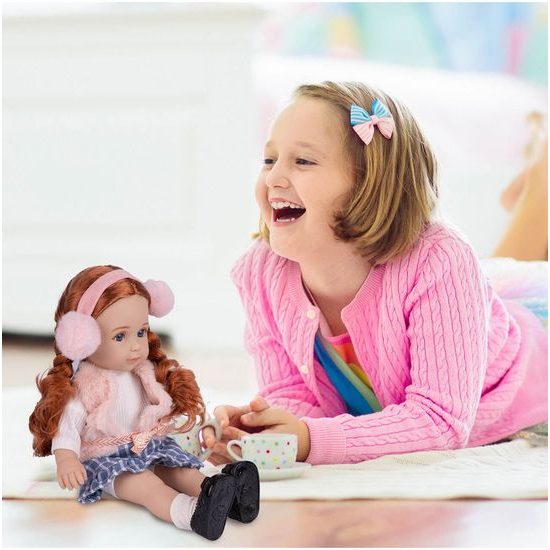 Dětská panenka s culíky Cute Doll 36 cm