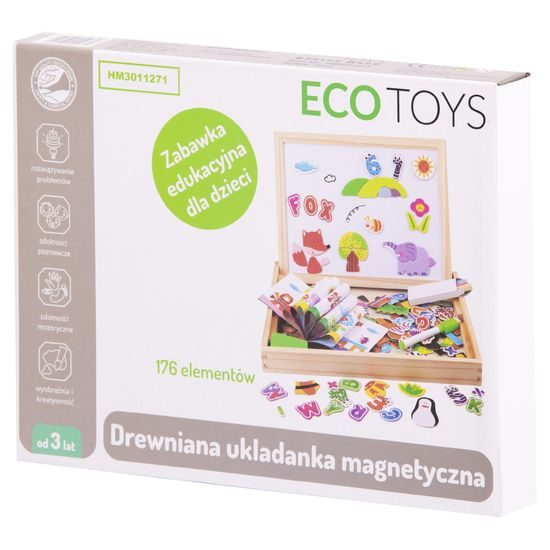 Ecotoys dřevěná magnetická tabulka Puzzle