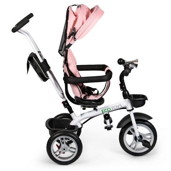 Ecotoys dětská tříkolka s otočným sedadlem 2v1 růžová