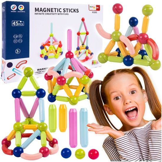 Magnetická stavebnice Magnetic Sticks 45 dílků