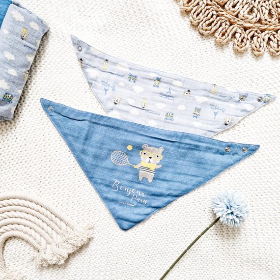 CANPOL babies Mušelínový slintáček BONJOUR PARIS 2 ks modrý