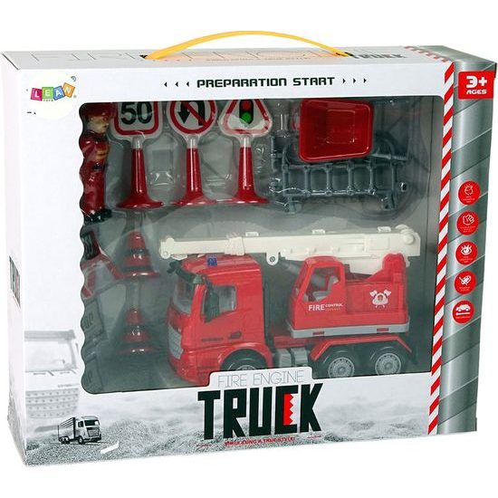 Hasičské auto s jeřábem a doplňky