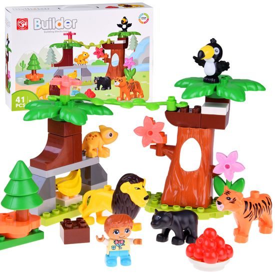 Konstrukční stavebnice se zvířátky Animal Jungle 41 dílků