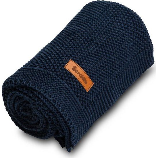 Dětská deka do kočárku pletená 100% bavlna tmavě modrá