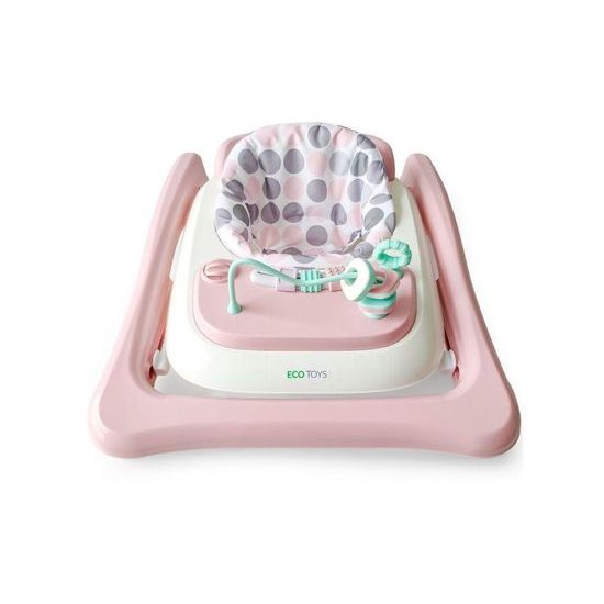 Ecotoys dětské chodítko s hračkami růžové
