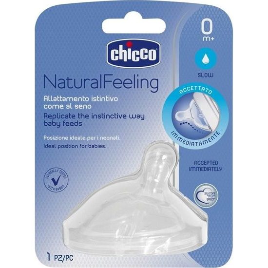 CHICCO Dudlík na láhev Natural Feeling silikon, pomalý průtok 0m+ 1 ks