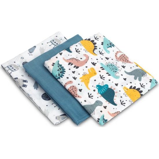 Mušelínové pleny 3ks, modrá