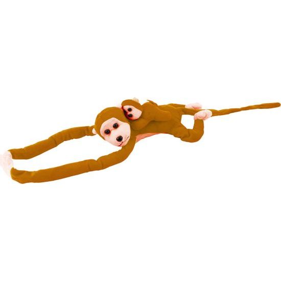 Plyšová opice s miminkem světlé hnědá 70 cm