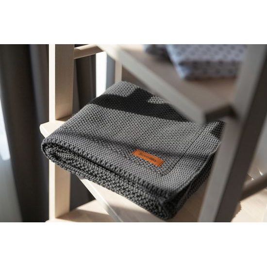Sensillo dětská deka do kočárku pletená 100% bavlna grafitová