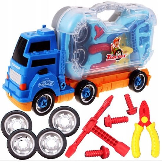 Dětské šroubovací autíčko s nářadím a zvuky Toolbox Truck modré