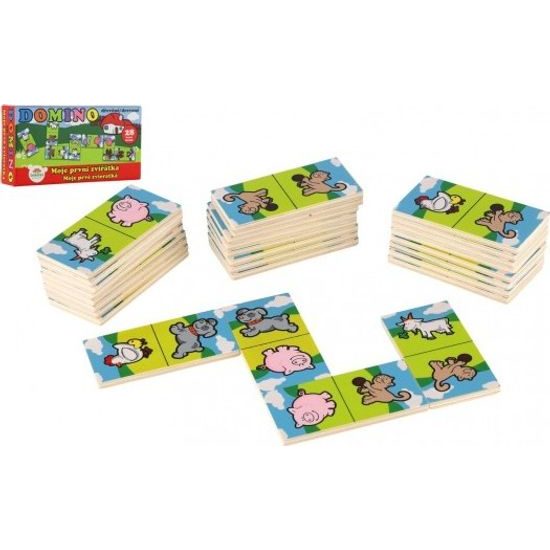 Dřevěné Domino Moje první zvířátka - společenská hra, 28ks