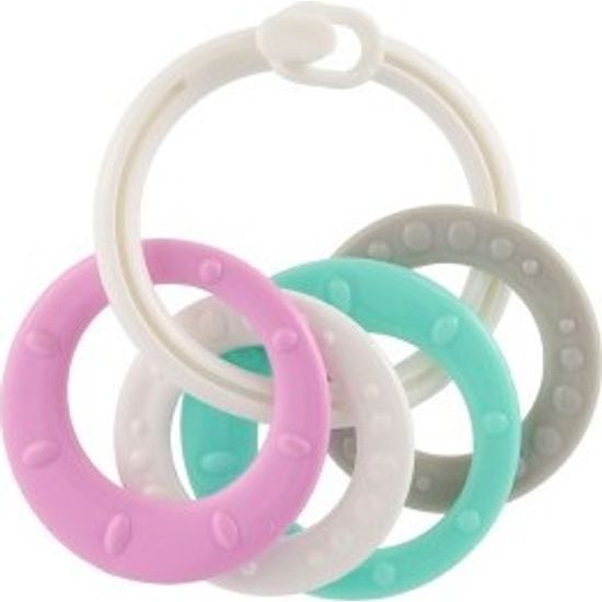 Kroužky se 4 tvary - srdíčka, kolečka - mix barev
