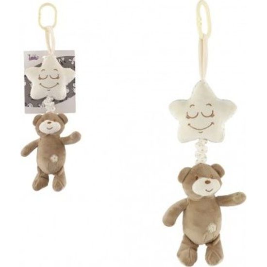 Medvěd s hvězdou hnědý- závěs na postýlku/kočárek hrací strojek