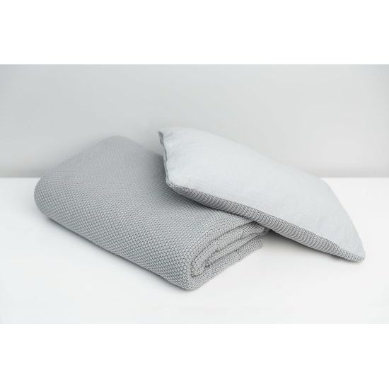 Pletená sada z mušelínu do postýlky a kočárku Sensillo šedá