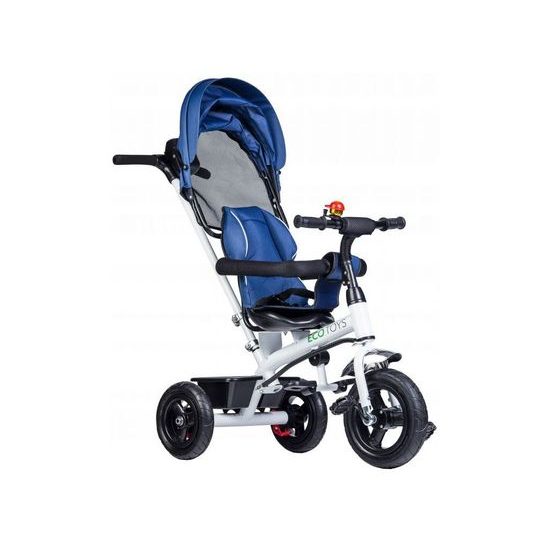 Ecotoys dětská tříkolka se stříškou modrá - nafukovací kola