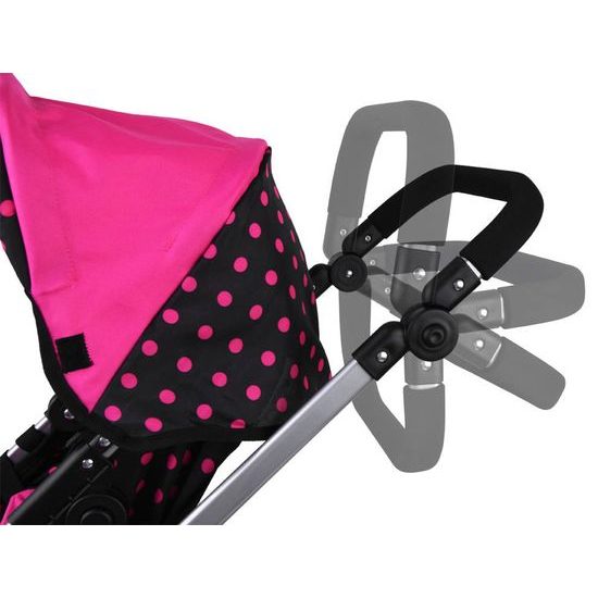 SMONTOVÁNO Kočárek pro panenky 4v1 kombinovaný Alice 4543 černo-růžový