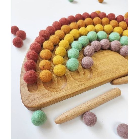 Deska - "duha" - 5 žlábků s barevnými kuličkami