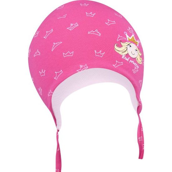 YO ! Bavlněná čepička YO ! Little princess - granátová - se zavazováním 56-62 (0-3m)