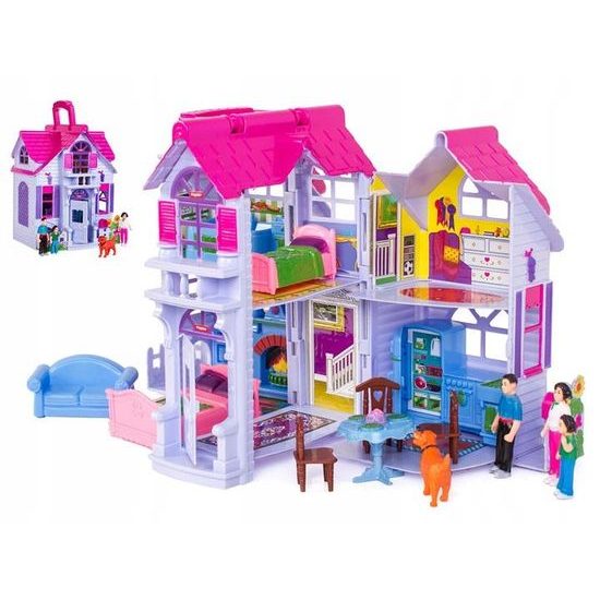 Doris přenosný domeček pro panenky s nábytkem Country House