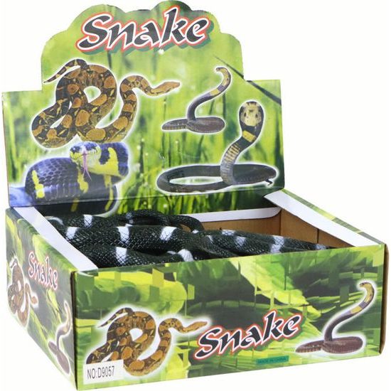 Umělý gumový had černý s bílými pruhy