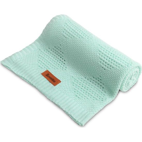 Sensillo Dětská pletená bambusová deka do kočárku 100x80 cm máta