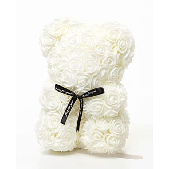 Medvídek z růží bílý Rose Bear 25 cm