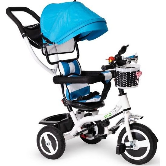Ecotoys dětská tříkolka s otočným sedadlem modrá - gumová kola