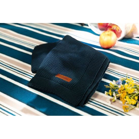 Dětská deka do kočárku pletená 100% bavlna hořčice