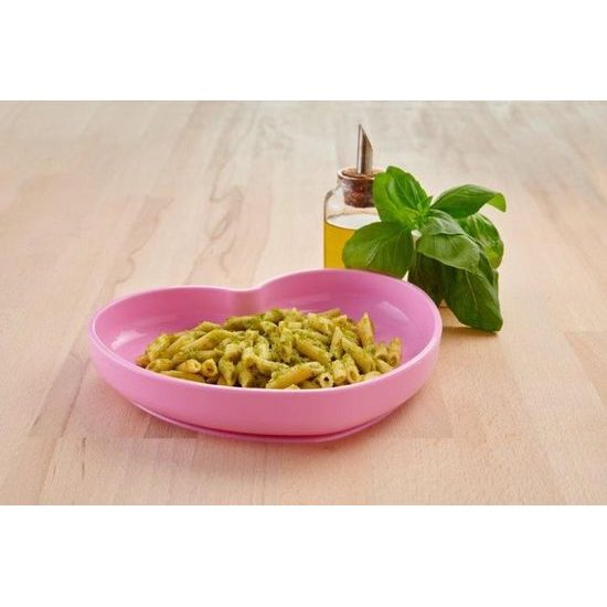 Silikonový talíř srdíčko Chicco růžová 9 m+