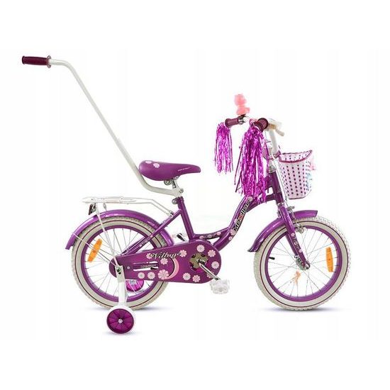 Mexller dětské kolo Village 16" s vodící tyčí fialové
