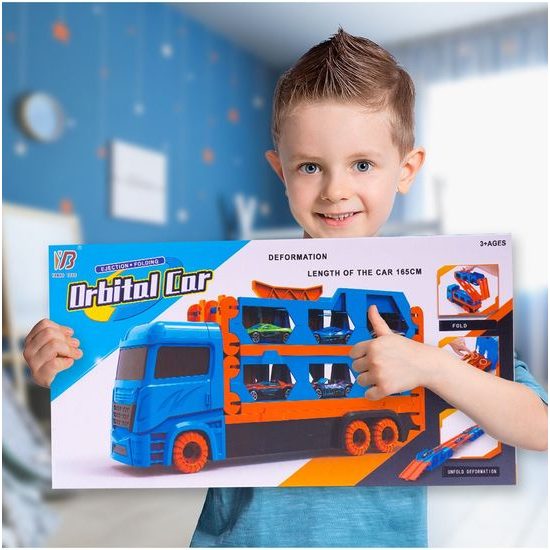 Nákladní auto se 6 autíčky a odpalovačem Orbital Car