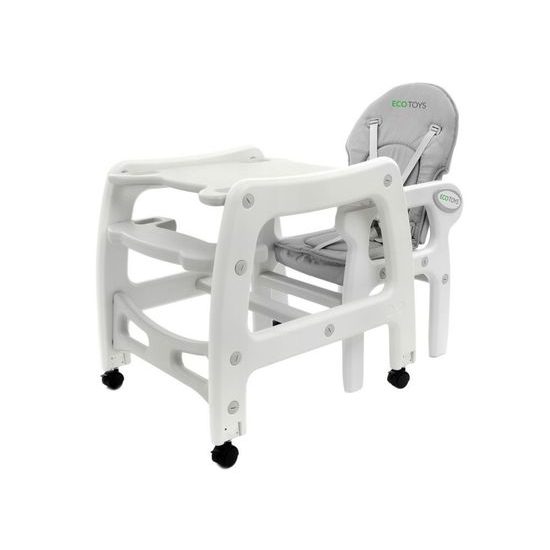 Ecotoys jídelní židlička s houpačkou 3v1 šedá