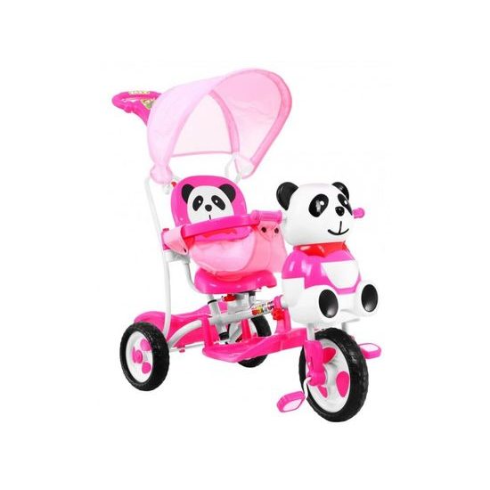 Dětská tříkolka s vodící tyčí Panda růžová